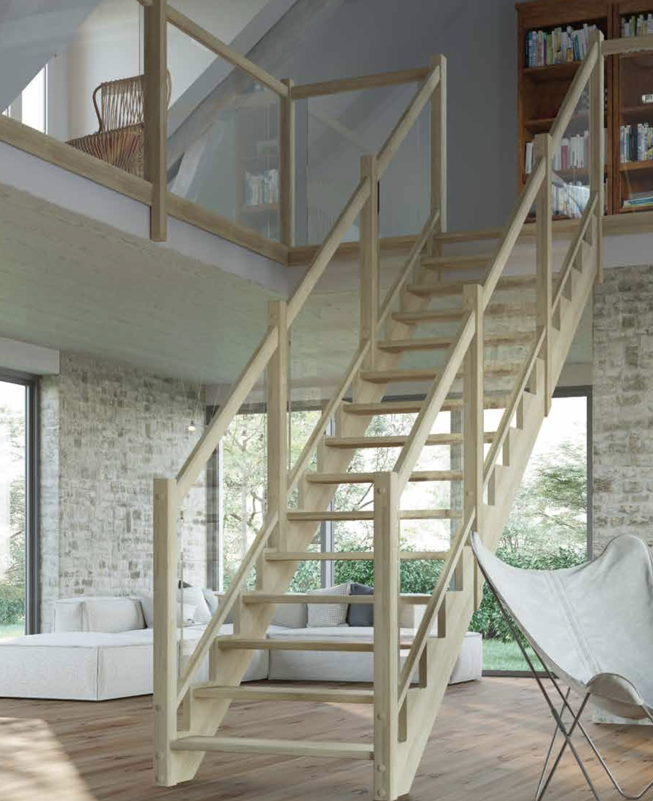 escalier bois droit posé par M2000